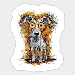 Gaze of Wonder - Expressive Abstract Dog Sticker